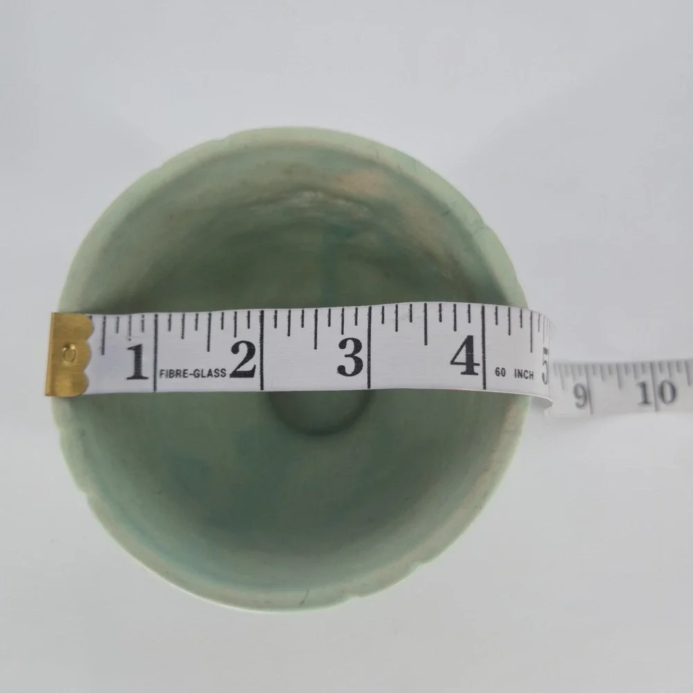 Vintage Weller Pottery Dogwood Flower Aqua Green Footed Vase Planter 4 In. Deco